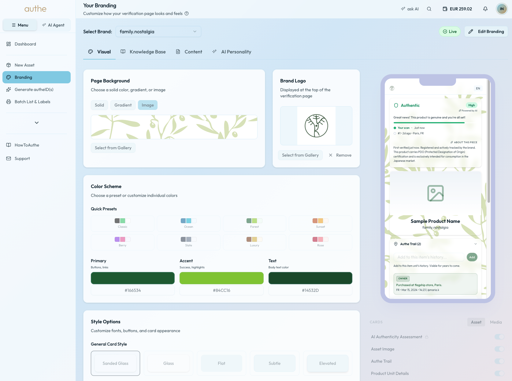 Branding — customize your verification page